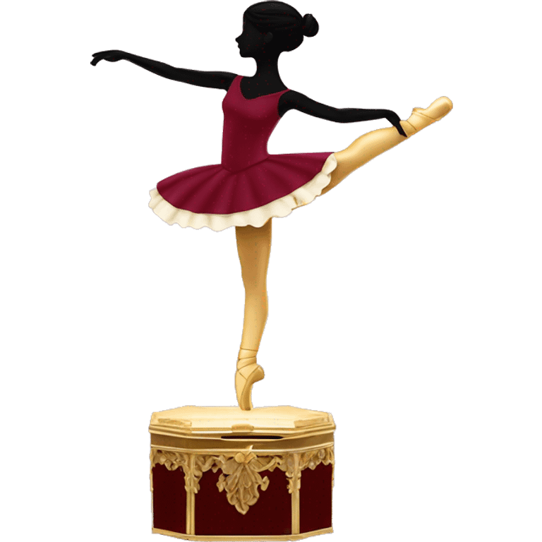 burgundy music box with a silhouette of a ballerina emoji