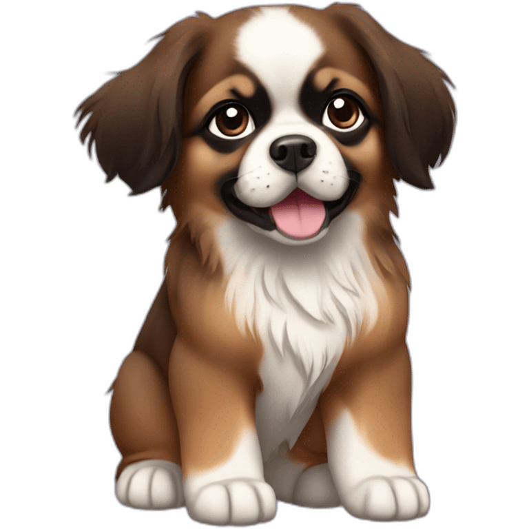 tibetan spaniel puppy with dark colors emoji