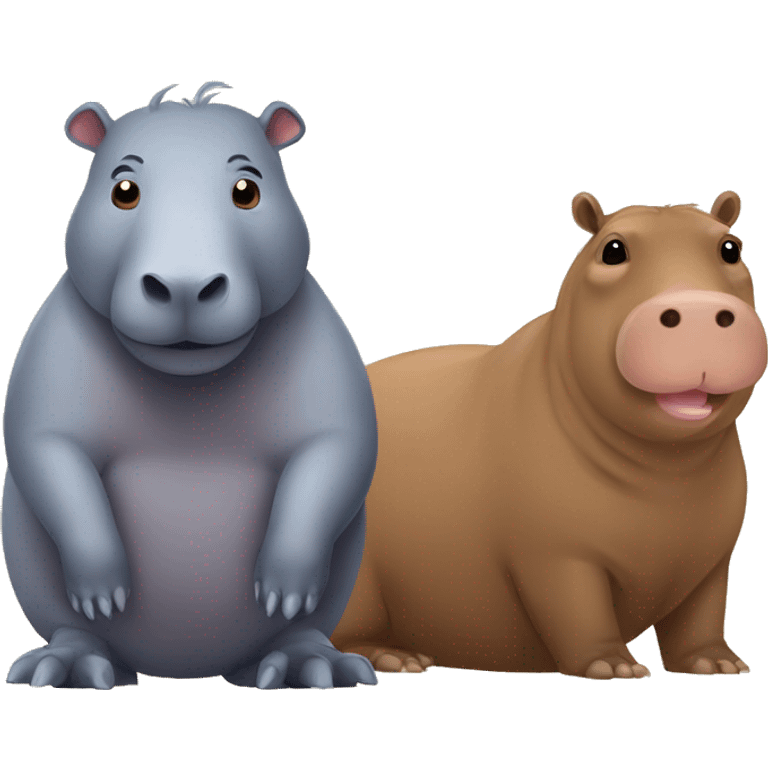 Capybara and Hippo emoji