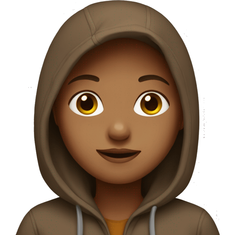 Girl wearing brown hoodie emoji