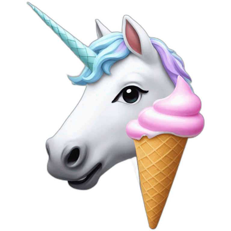 a unicorn eating an ice cream emoji