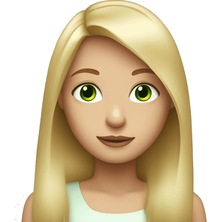 blond girl with straight hair and green eyes emoji