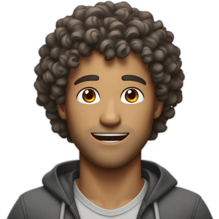 Curly-haired pumped-up man emoji