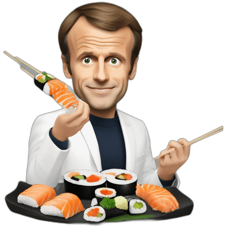 emmanuel macron qui mange des sushihi emoji