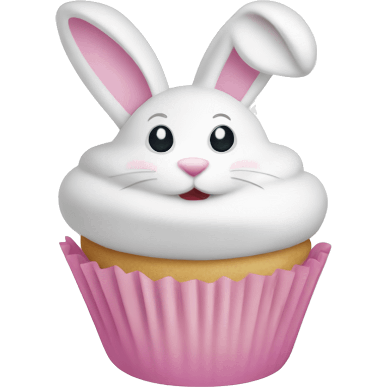 Easter white light pink cupcake bunny  emoji