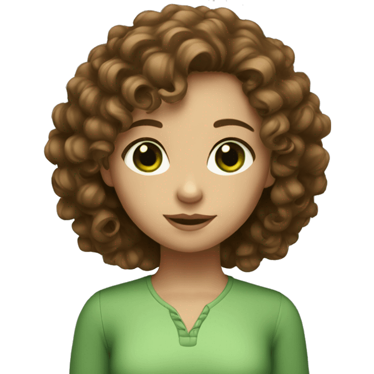 a girl with curly brown hair and green eyes emoji