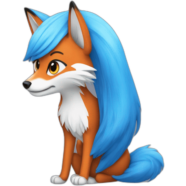 Fox with blue hair details emoji