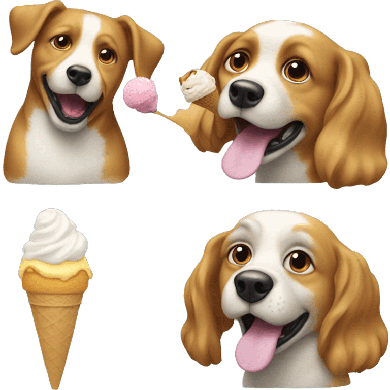 Dog eating ice cream with Donald trump emoji