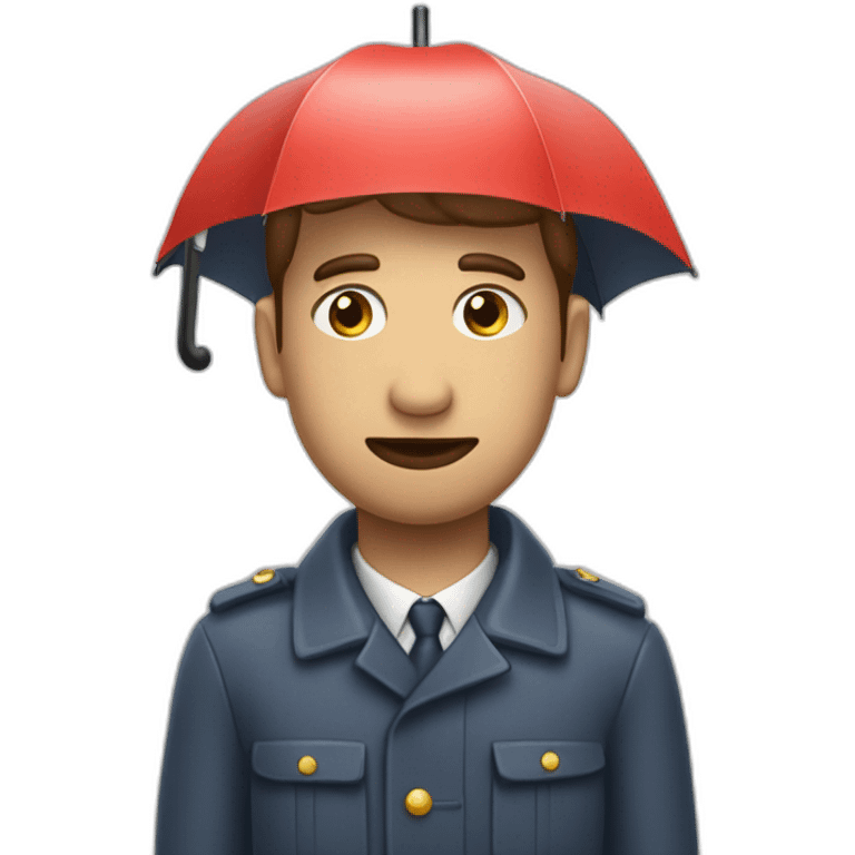 Royal Mail post man tired with umbrella  emoji