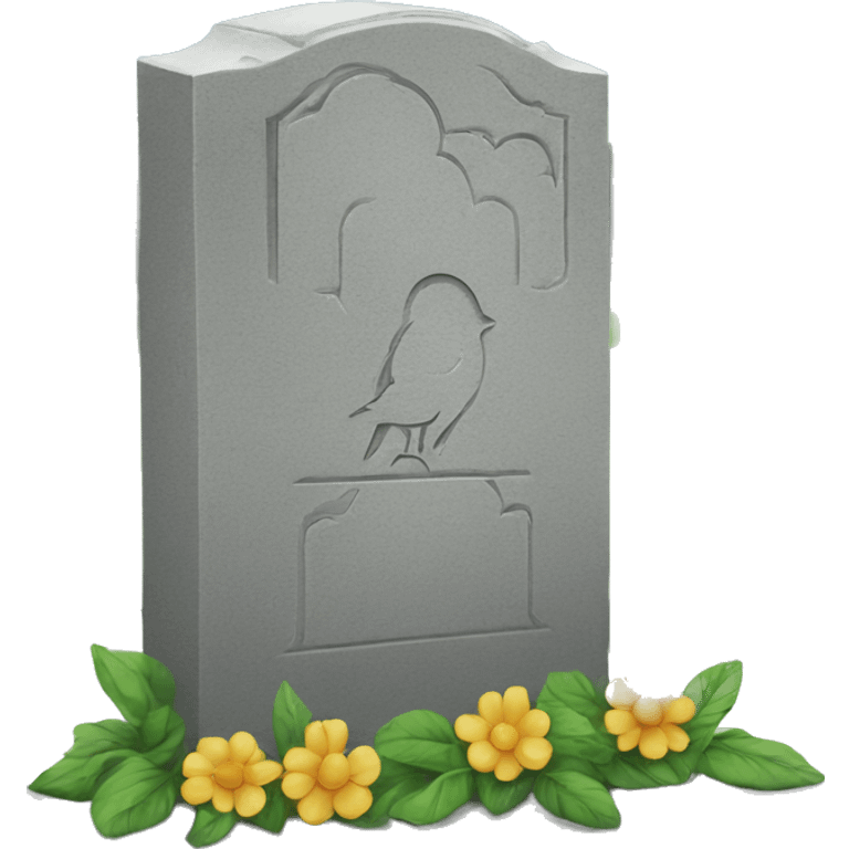 headstone with twitter logo emoji