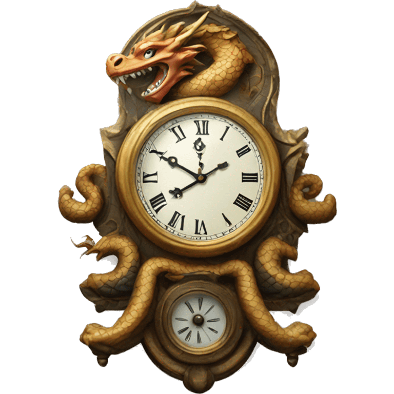 Antique clock with dragon on edge emoji