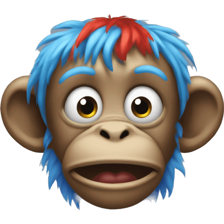 Monkey with a blue clown wig emoji