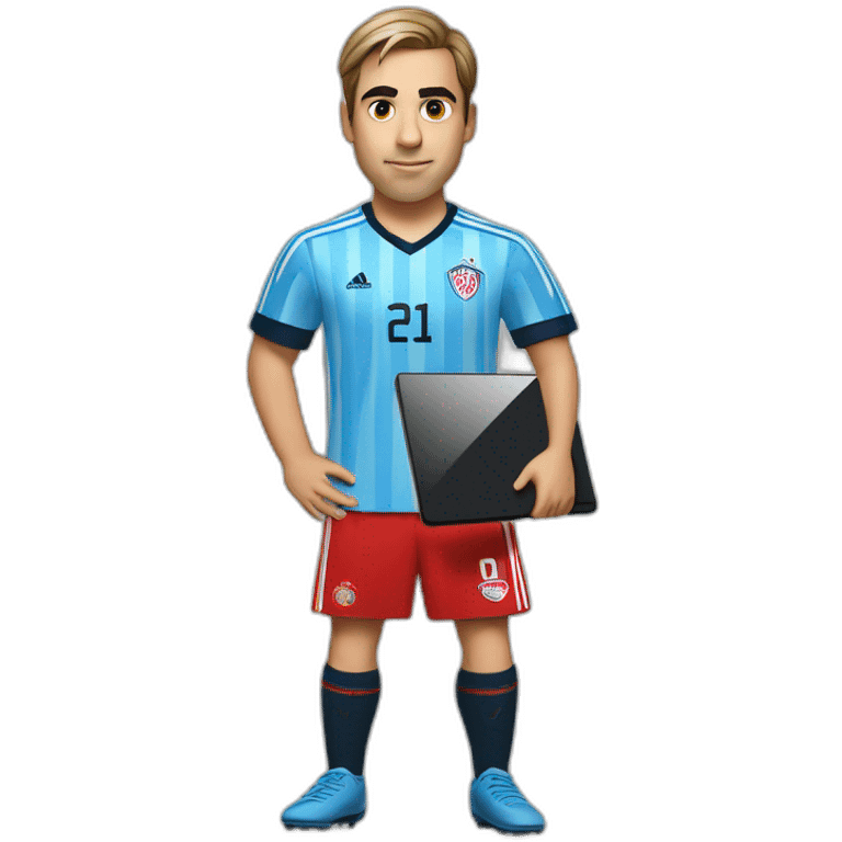 Philipp Lahm in soccer dress with a tablet emoji