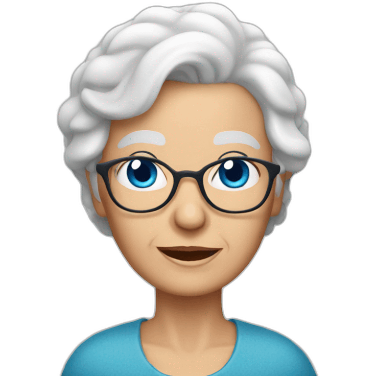 white haired grandma with blue eyes emoji