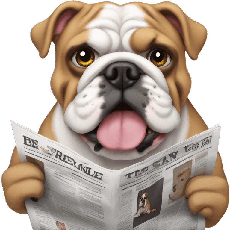 english bulldog reading newspaper emoji