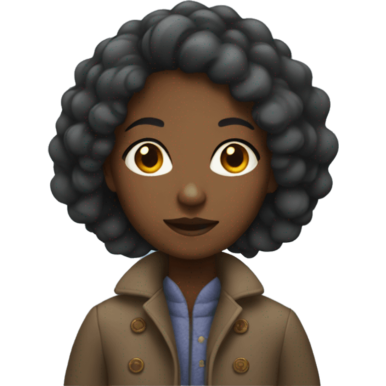 Black girl with coat on emoji