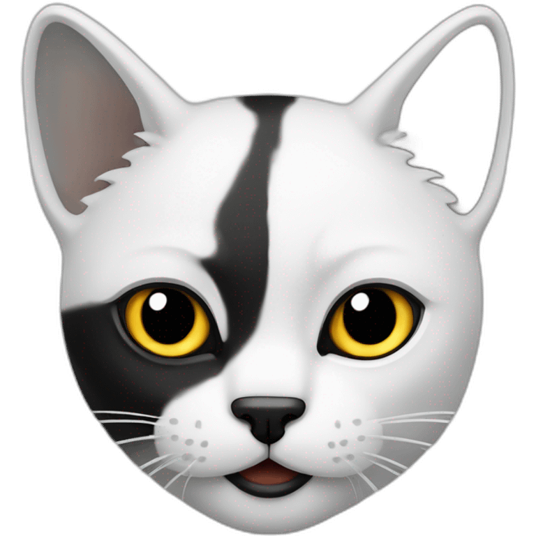 Gato blanco con negro con nariz negra emoji