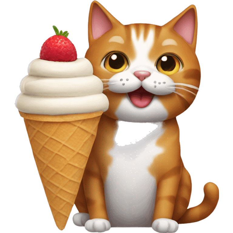 Cat eating icecream emoji