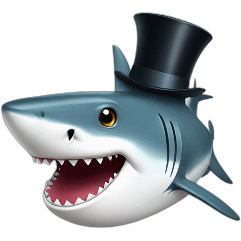 Shark with a top hat emoji