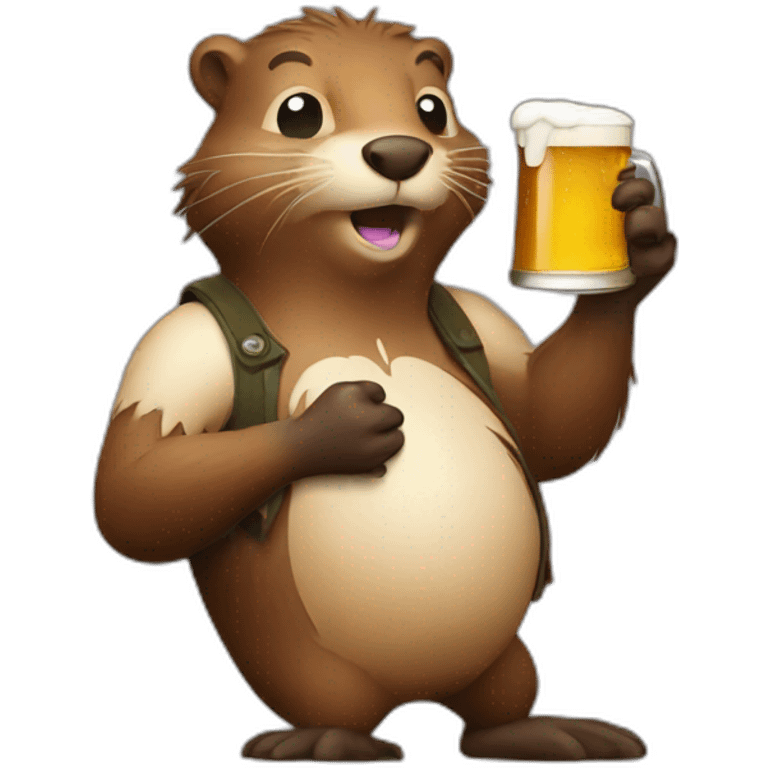 Drunken beaver with beer in the hand emoji