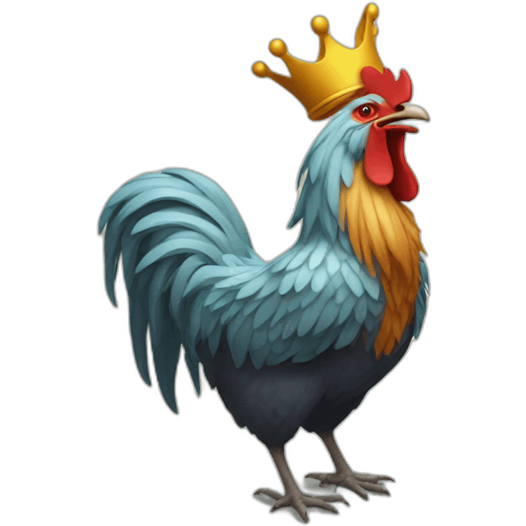 howling rooster with a crown on its head emoji