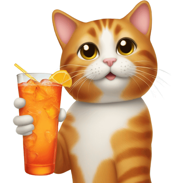 A cat drinking aperol spritz emoji