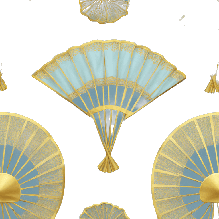 Hand fan light Blue and gold  emoji