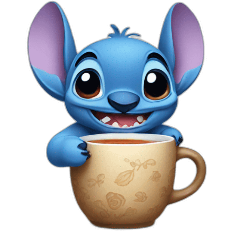 Stitch drinking tea emoji