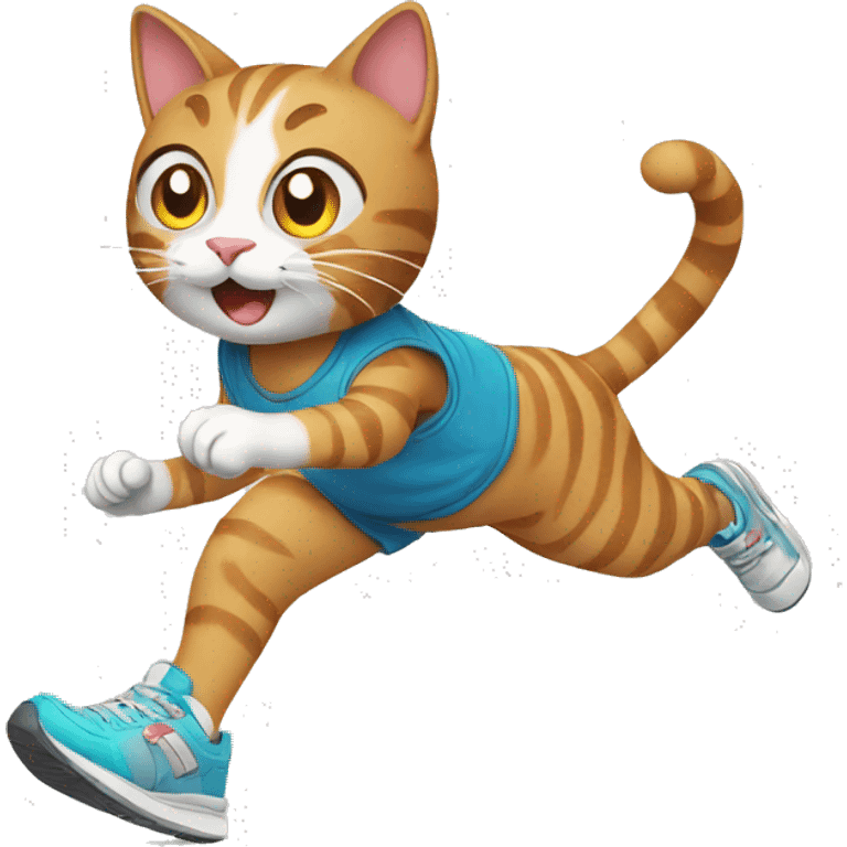 cat with sneakers on running emoji