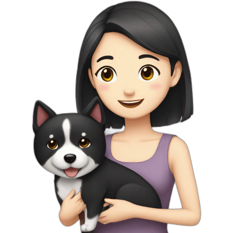 dark haired girl with happy shibainou emoji