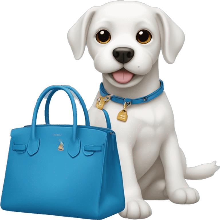 dog in blue hermes bag emoji