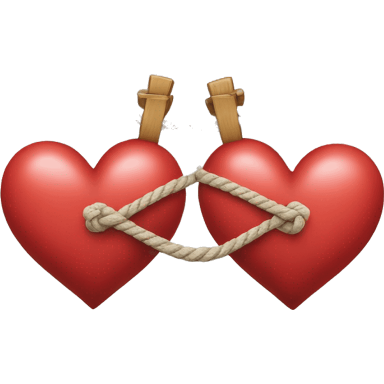 two tied hearts from rope emoji