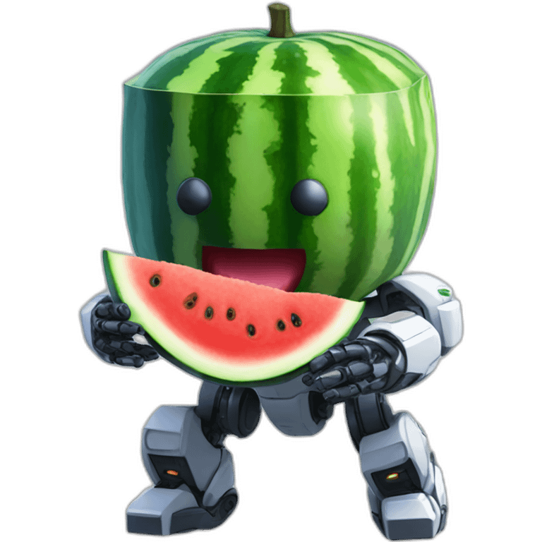 Evangelion unit 1 robot holding a watermelon emoji