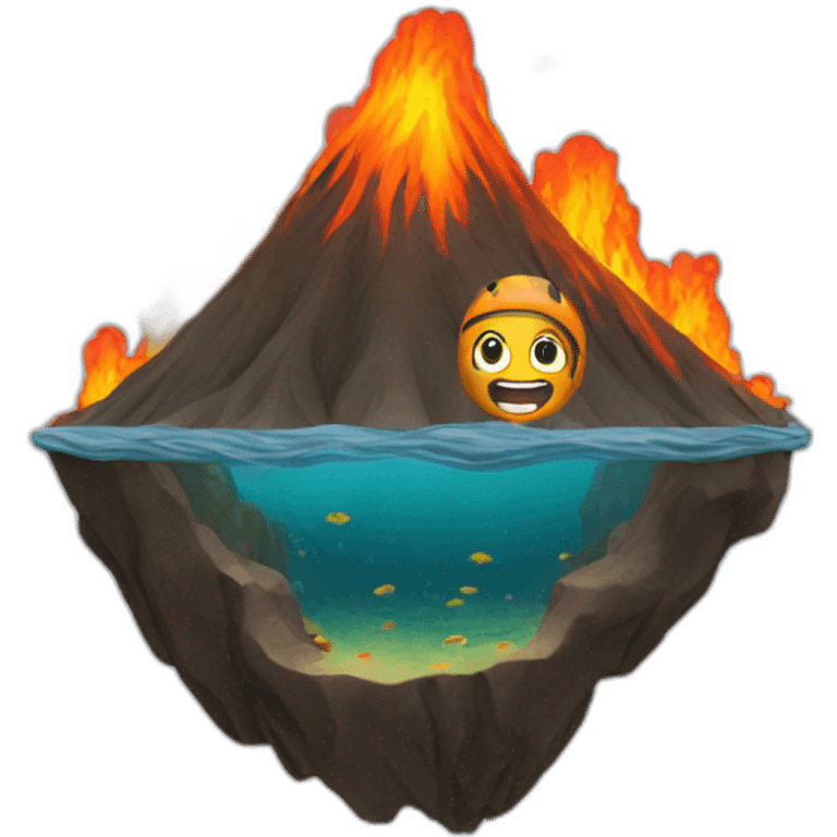 swimming in the volcano emoji