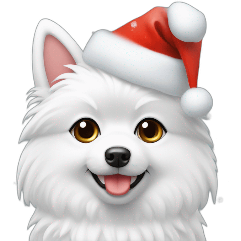 Japanspitz weiß mit weihnachtsmütze emoji