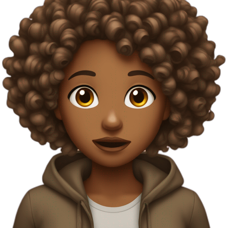 black girl shocked brownskin curly hair emoji