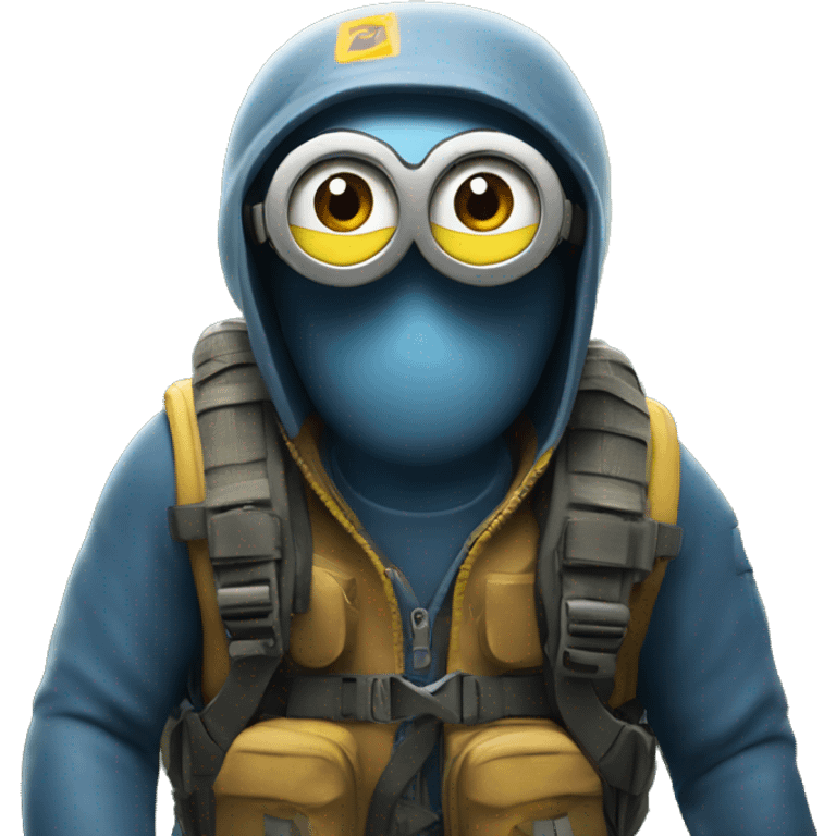 A Minion in survival gear in the forest   emoji