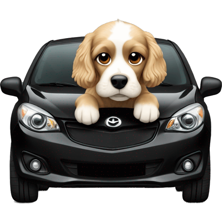 Light Cocker Spaniel driving a Black Mazda 2 emoji