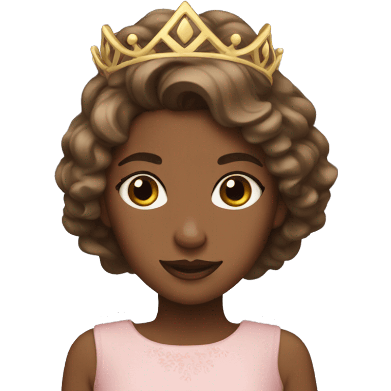 Princess with brown wavey hair and brown skin emoji