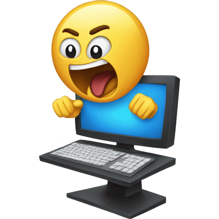 yelling at computer emoji