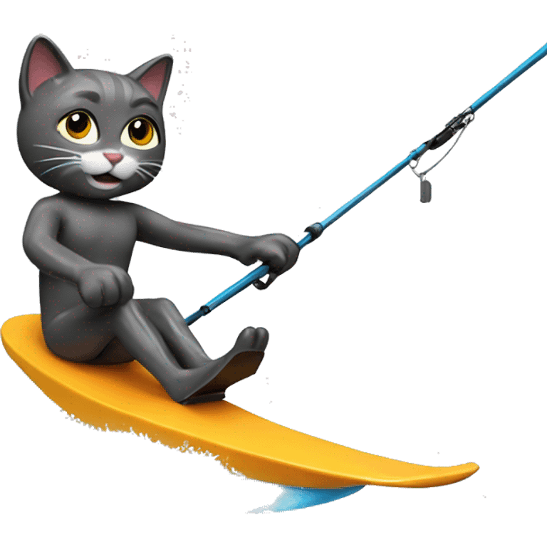 Cat waterskiing emoji