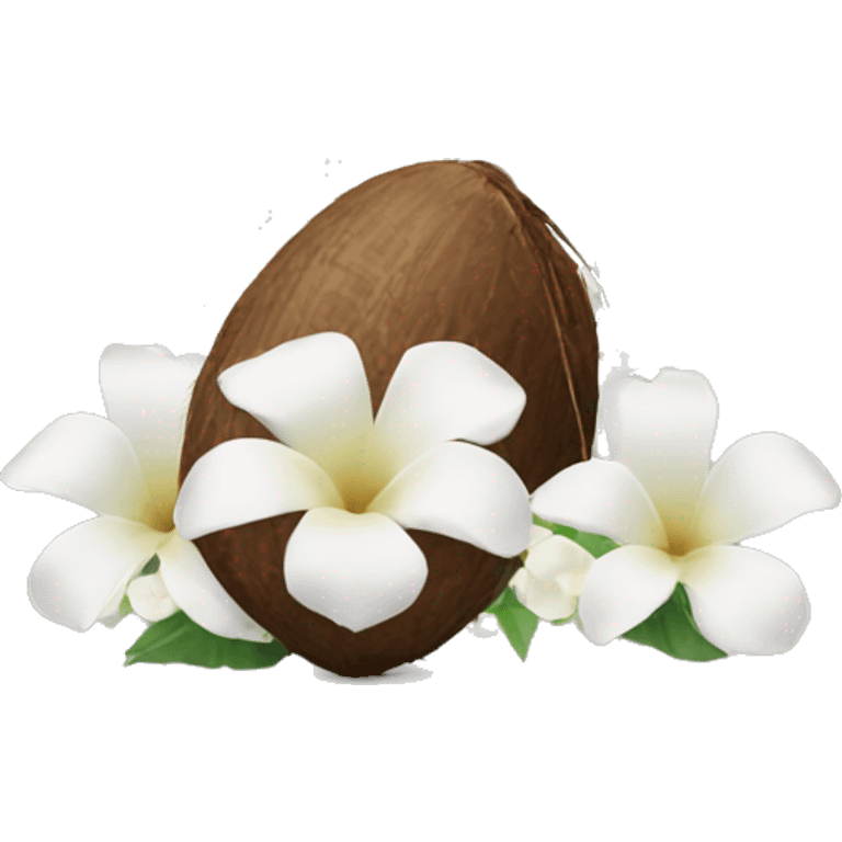 coconut heart with white roses emoji