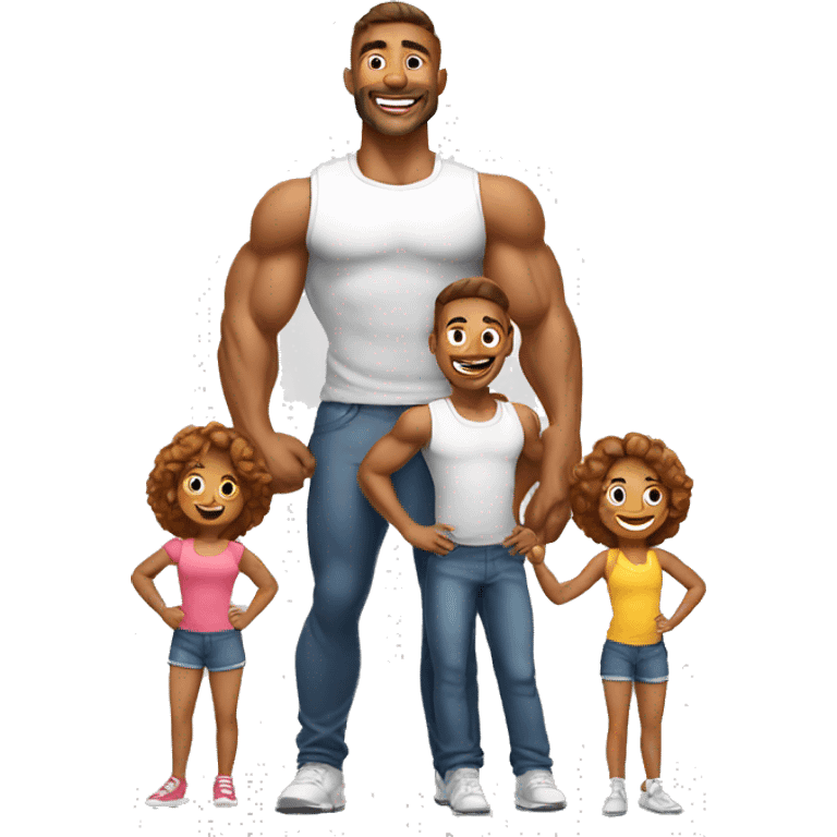 happy muscular family emoji