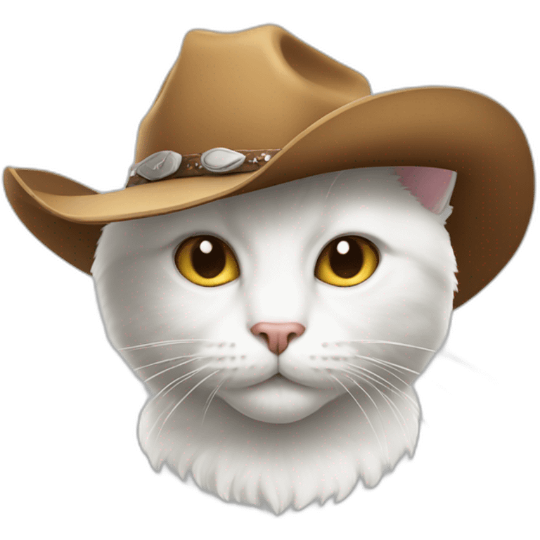 white cat cowboy hat emoji