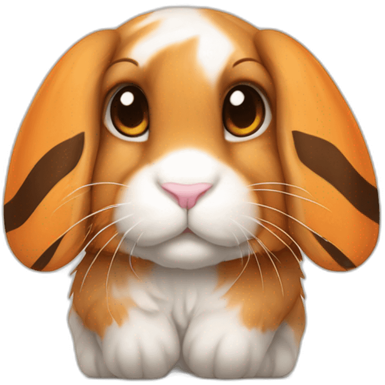 orange holland lop rabbit with floppy ears and tiger stripes emoji