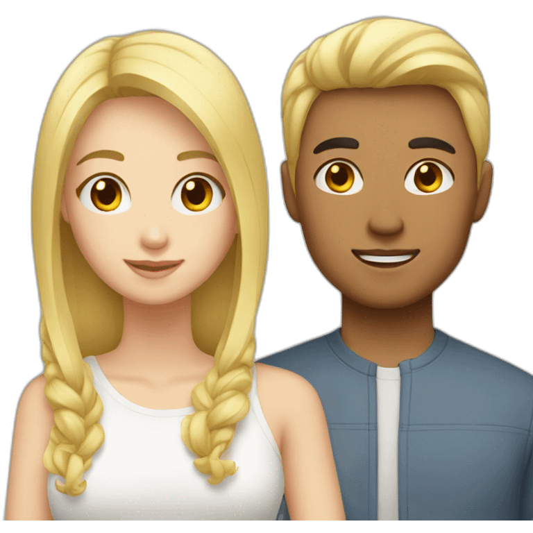 Blonde girl and asian man emoji