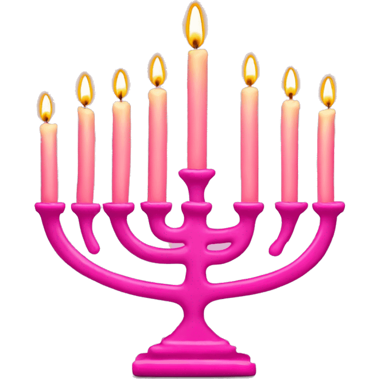 Pink menorah that has 8 candles  emoji