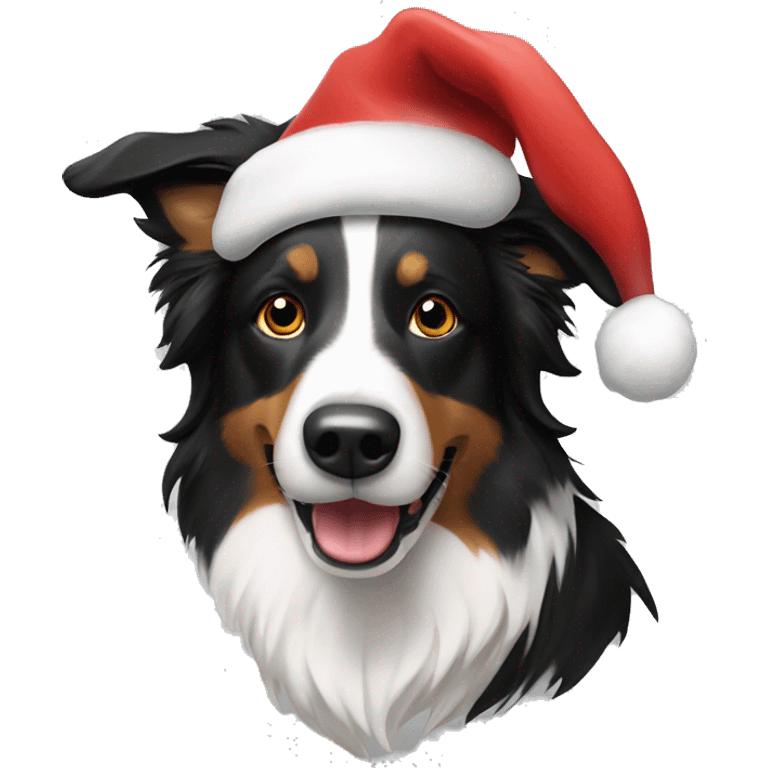 Border collie with Santa Hat emoji