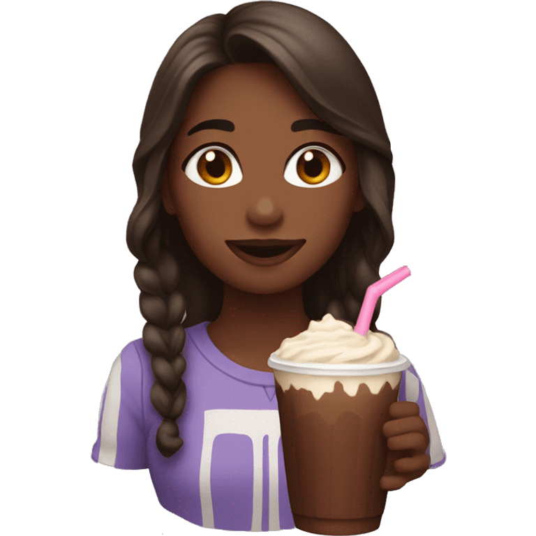 girl drinking chocolate shake emoji