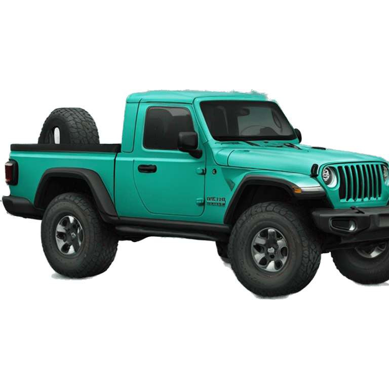 Realistic Full length teal leopard print pattern Jeep Gladiator truck. emoji